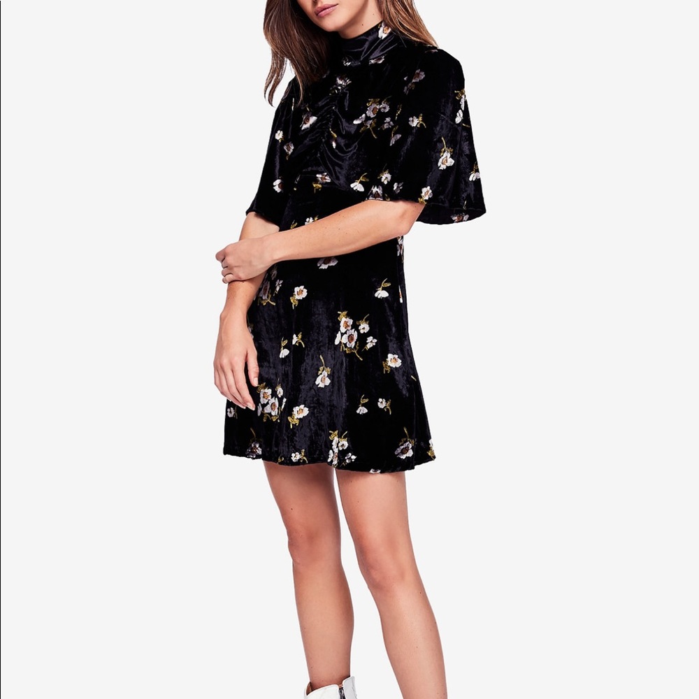 Free People Black Velvet Mini Dress